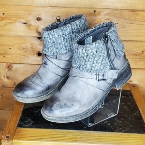 ❤CROCKET DOG Gray Ankle suede boots/booties vintage style zipper buckle …
